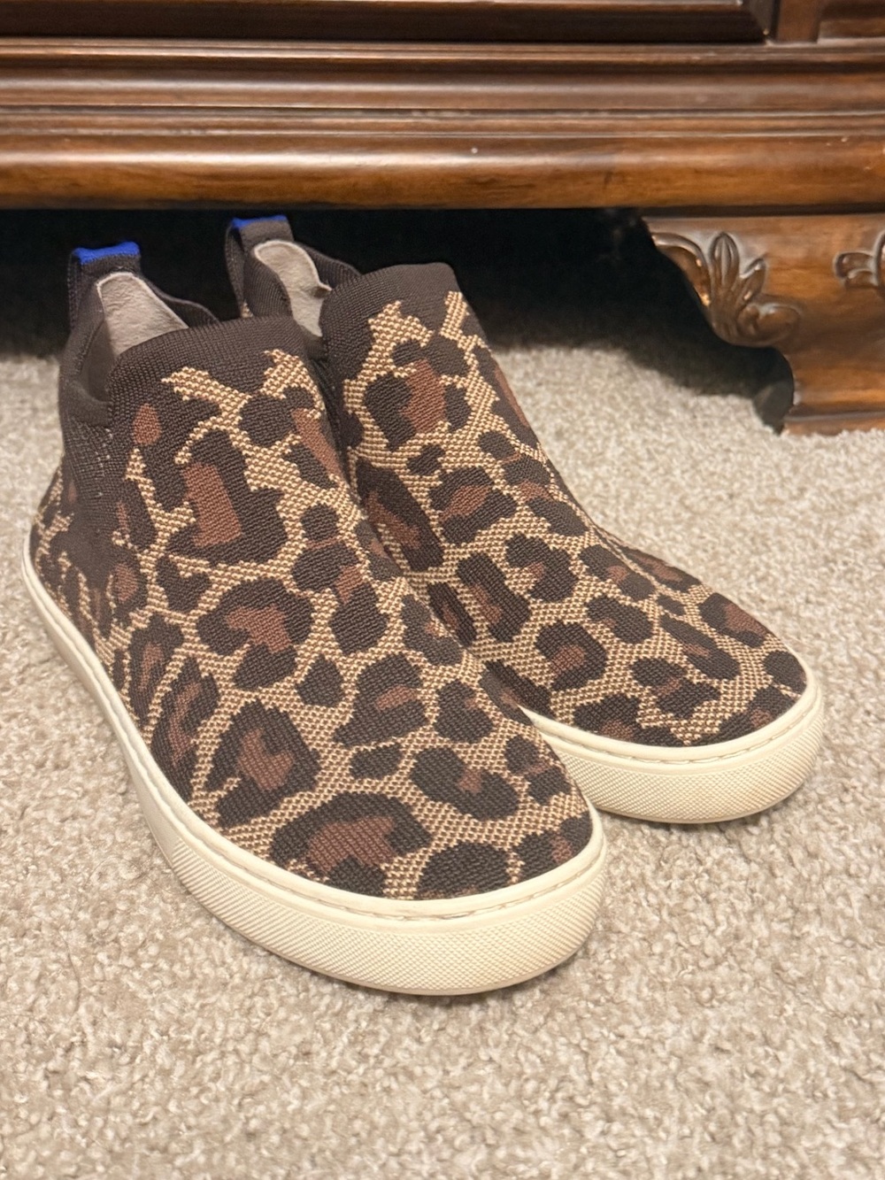 Rothy's Brown Leopard Knit Slip-On Sneakers - Picture 3 of 9